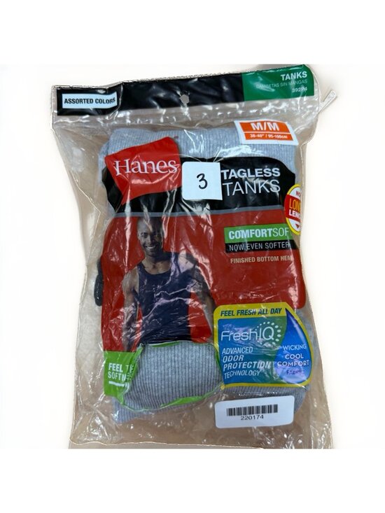 Hanes Other - Hanes Men's Comfort Soft Tagless Tanks 3-Pack M Fresh IQ Grey/Black Undershirts
